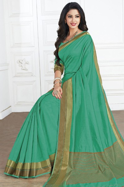 Admirable Teal Silk Jaquard Work Silk Saree With Silk Blouse
