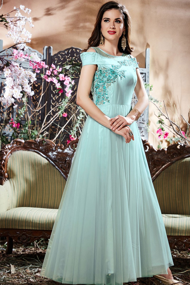 Premium Sky Blue Color Designer Gown at Affordable Rate – Joshindia