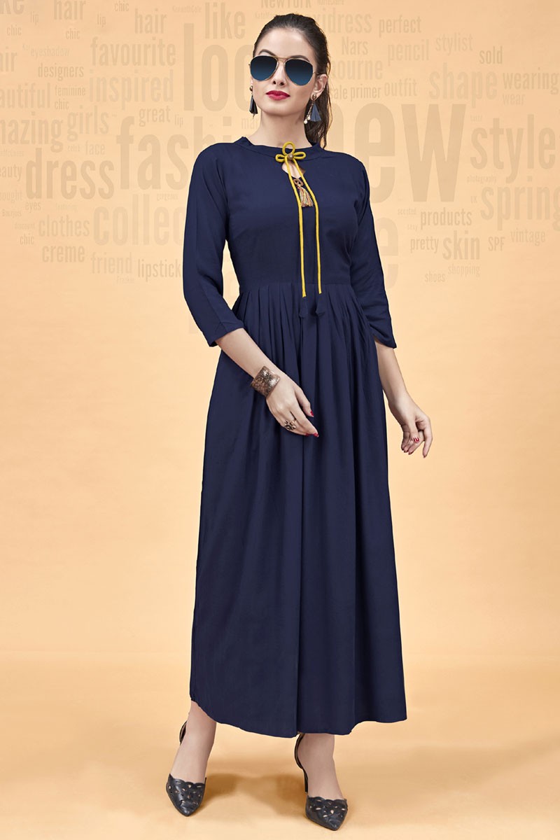 Buy Blue Georgette Kurti split with a Multicolored Skirt Online |  DressingStylesCA.com
