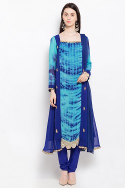 Lovely Blue Georgette Party Wear Plus Size Readymade Salwar Suit