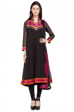 Graceful Black Faux Georgette Plus Size Readymade Salwar Suit