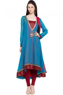 Pretty Sky Blue Party Wear Plus Size Readymade Salwar Suit
