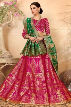 Lovely Pink Banarasi Silk and Jacquard Embroiderd Work Designer Lehenga Choli
