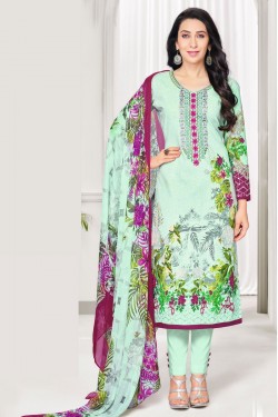 Karisma Kapoor Ultimate Multi Color Cotton Casual Printed Salwar Suits With Nazmin Dupatta