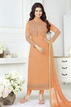 Ayesha Takia Supreme Orange Designer Embroidered Work Salwar Suit
