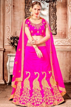 Excellent Pink Banglori Silk Embroidered Work Designer Bridal Lehenga Choli