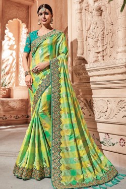 Gorgeous Multi Color Silk Embroidered Designer Bridesmaid Saree