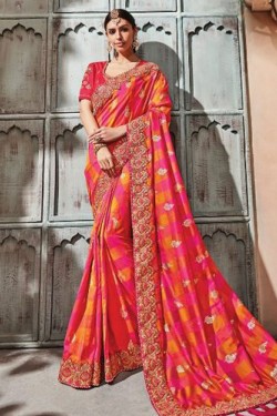 Pretty Multi Color Silk Designer Embroidered Bridesmaid Saree