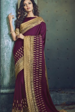 Supreme Purple Fancy Fabric Jaquard Work Designer Saree