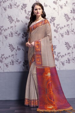 Graceful Grey Art Silk Printed Designer Saree With Art Silk Blouse
