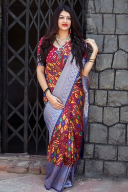 Admirable Red Banarasi Silk Jaquard Work Designer Saree