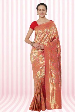 Stylish Red Silk Designer Jaquard Work Saree