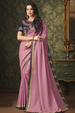 Gorgeous Pink Silk Designer Embroidered Saree