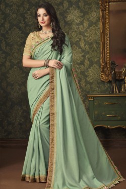 Ultimate Green Silk Embroidered Designer Saree