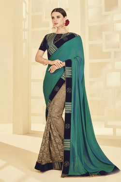 Classic Green Silk DesignerEmbroidered Saree