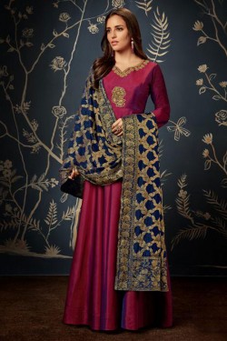 Gorgeous Maroon Embroidered Work Anarkali Salwar Suit