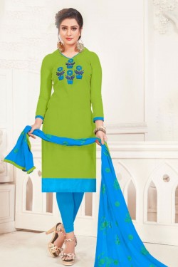 Desirable Green Silk Embroidered Casual Salwar Suit