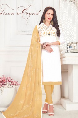 Supreme White Cotton Embroidered Casual Salwar Suit With Nazmin Dupatta