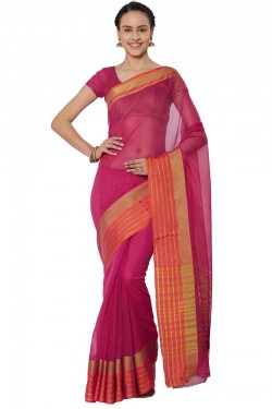 Ultimate Pink Cotton and Silk Printed Casual Saree With Cotton and Silk Blouse