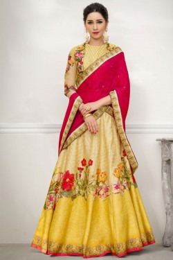 Excellent Yellow Banarasi Silk Embroidered Work Designer Lehenga Choli