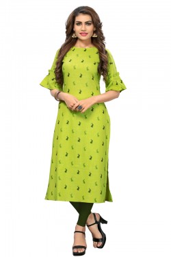 Excellent Green Rayon Printed Kurti
