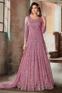Gorgeous Pink Net Embroidered Salwar Suit With Nazmin and Chiffon Dupatta