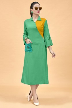 Gorgeous Green Rayon Designer Kurti