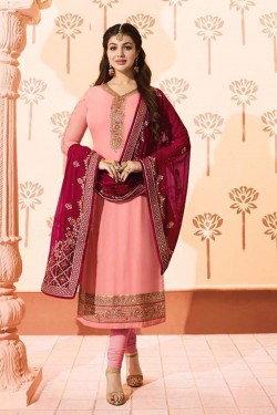Ayesha Takia Ultimate Peach Georgette Embroidered Designer Salwar Suit