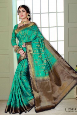 Charming Turquoise Banarasi Silk and Woven Worked Sarees