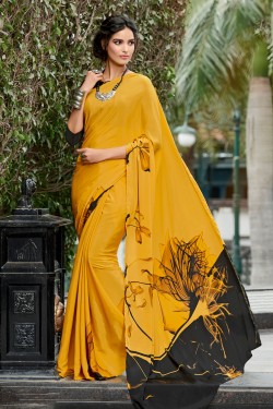 Excellent Yellow Casual Wear Printed Saree