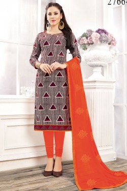 Classic Maroon Rayon Embroidered Casual Salwar Suit With Nazmin Dupatta