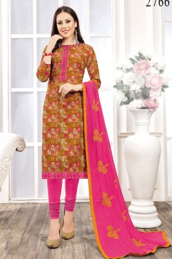 Ultimate Mustard Rayon Embroidered Casual Salwar Suit With Nazmin Dupatta