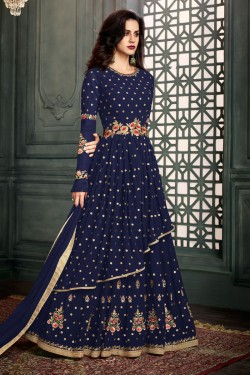 Desirable Blue Georgette Party Wear Designer Salwar Suit
