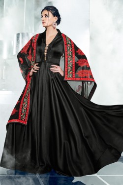 Stylish Black Silk Designer Anarkali Salwars