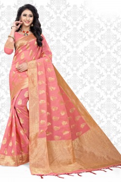 Admirable Pink Net Printed Casual Saree
