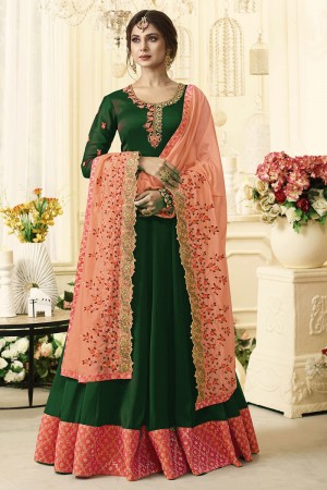 Jennifer Winget Stylish Green Georgette Embroidered Designer Anarkali Salwar Suit