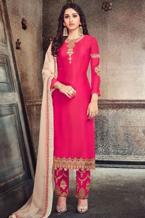 Beautiful Pink Georgette Designer Salwar Kameez