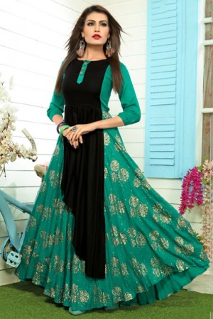Pretty Green Rayon Designer Salwar Suit