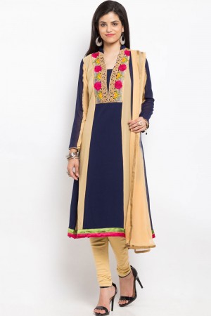 Admirable Blue Party Wear Embroidered Work Plus Size Readymade Salwar Suit