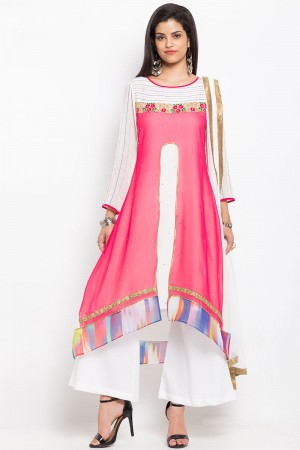 Classic Off White Party Wear Embroidered Work Plus Size Readymade Salwar Suit