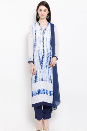 Stylish Off White Casual Wear Printed Plus Size Readymade Salwar Suit