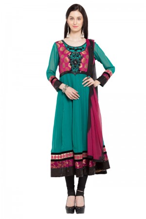 Supreme Turquoise Faux Georgette Plus Size Readymade Salwar Suit