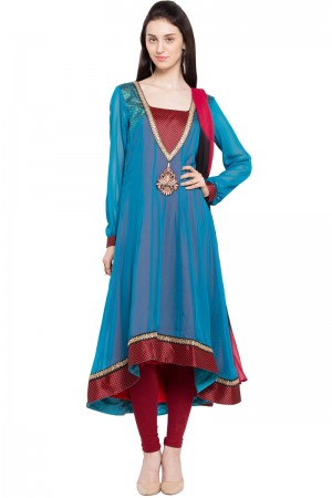 Pretty Sky Blue Party Wear Plus Size Readymade Salwar Suit