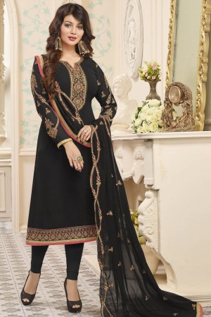 Ayesha Takia Gorgeous Black Georgette Zari work and Thread Work Party Wear Slawar Suits