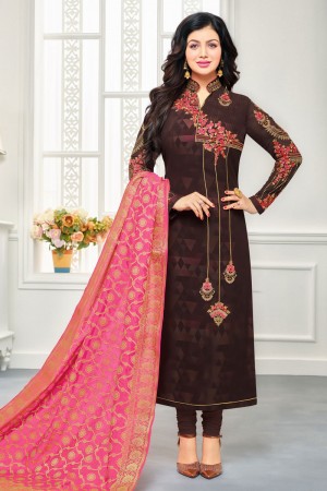 Ayesha Takia Pretty Maroon Georgette Embroidered Work Designer Party Wear Salwar Suit