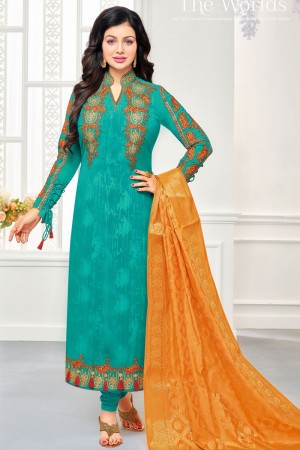 Ayesha Takia Lovely Green Georgette Embroidered Work Designer Salwar Suit