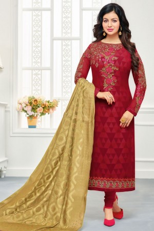 Ayesha Takia Ultimate Red Georgette Embroidered Work Designer Suits