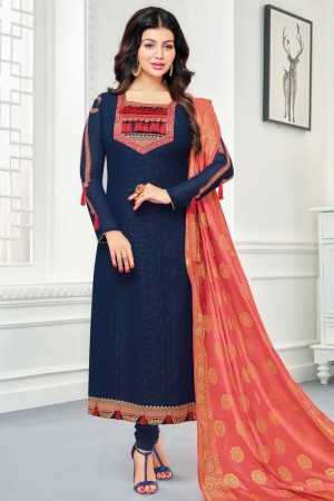 Ayesha Takia Graceful Blue Georgette Embroidered Work Designer Party Wear Suits