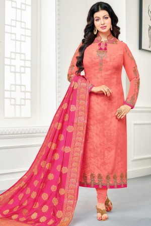 Ayesha Takia Stylish Pink Georgette Embroidered Work Designer Party Wear Suits
