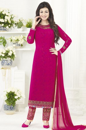 Ayesha Takia Admirable Pink Georgette Salwar Suit with Nazmin and Chiffon Dupatta 